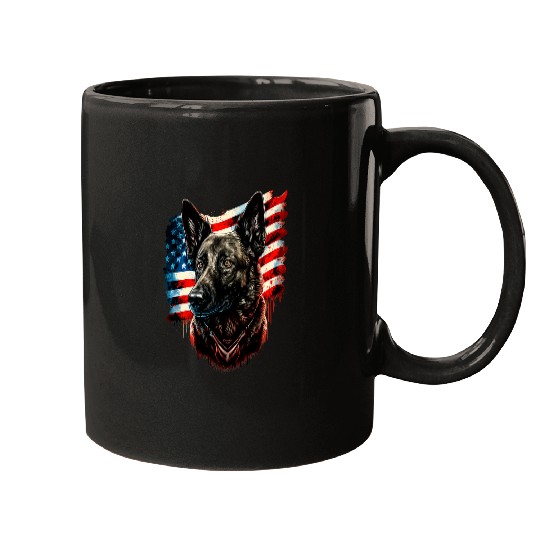 Dutch Shepherd Pet Memorial Day Dutch Shepherd American Flag USA 4th of July Mugs
