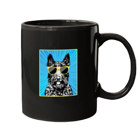 Scottish Terrier Pet Portrait Pop Art Scottie Dog Sunglasses Mugs
