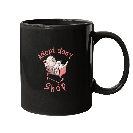 Pug Pet Cute Adopt Dont Shop Cute Pug Sleeping in Shopping Cart Mugs