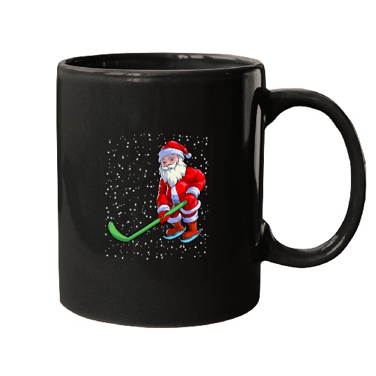 Sport Hockey Christmas Men Boys Ice Hockey Santa Claus Mugs