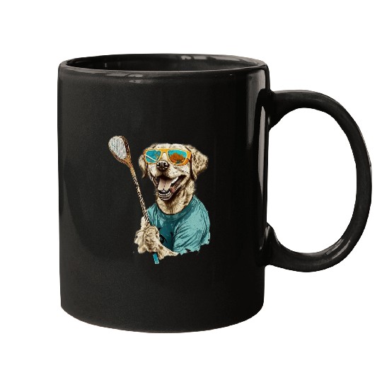 Sport Lacrosse Gift vintages Retro Dog Playing Lacrosse Lax Stick Puppy Lover 7 Mugs
