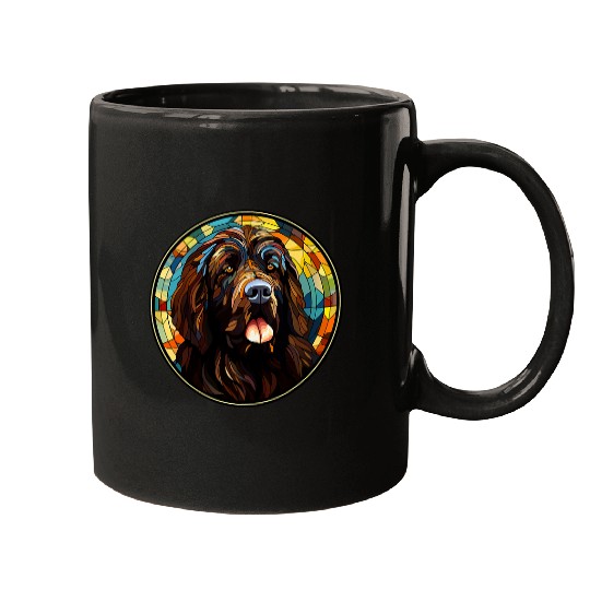 Newfoundland Pet Stained Glass Leadlight Artistic Design Mugs