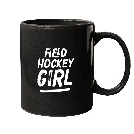 Sport Hockey Field Hockey Girl Distressed Mugs