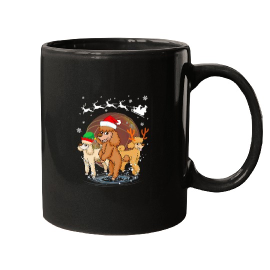 Poodle Pet Three Poodle Christmas Santa Reindeer Dog Puppy Lover 437 Mugs