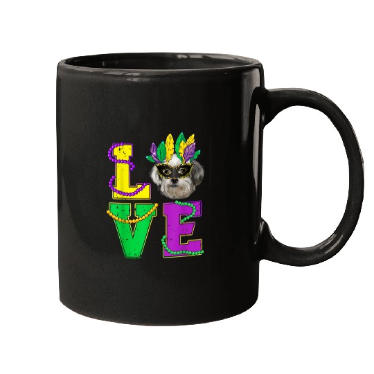Shih Tzu Pet I Love Puppy Mardi Gras Men Women Kids Mugs