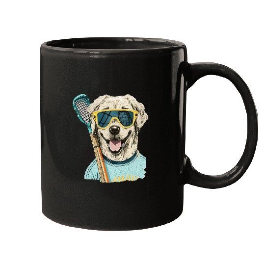 Sport Lacrosse Gift vintages Retro Dog Playing Lacrosse Lax Stick Puppy Lover 9 Mugs