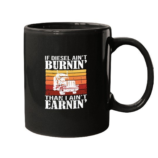 Funny Diesel Trucker Big Rig SemiTrailer Truck Driver 3 Mugs