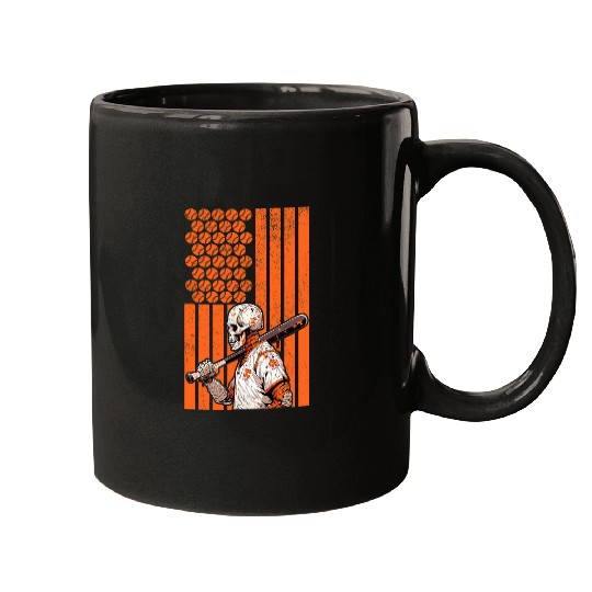Sport Baseball Halloween Skeletons Baseball Player Flag Mugs