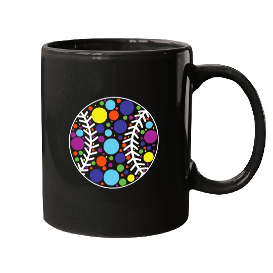 Sport Baseball Funny Polka Dot Baseball Lover Player International Dot Day 4 Mugs