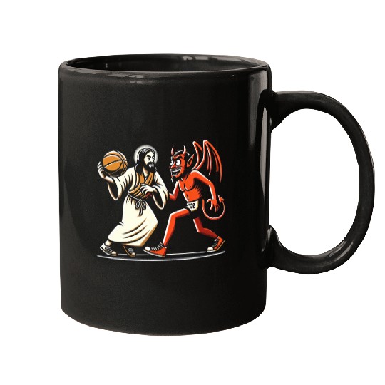 Sport Basketball Not Today Satan Jesus Playing Basketball Satan Christian Mugs