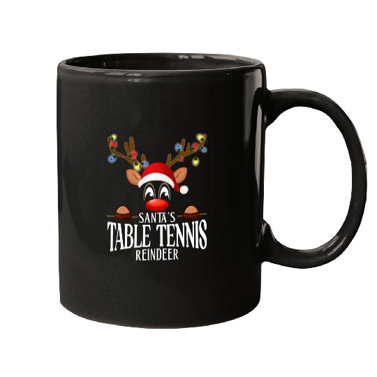 Sport Ping Pong Santas Table tennis Reindeer Funny xmass Matching PJS Mugs