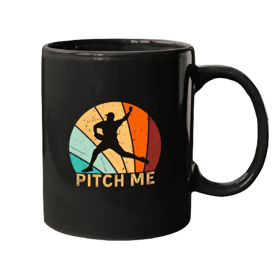 Sport Baseball Pitch Me Baseball Pitcher Retro vintages Sunset Funny Mugs