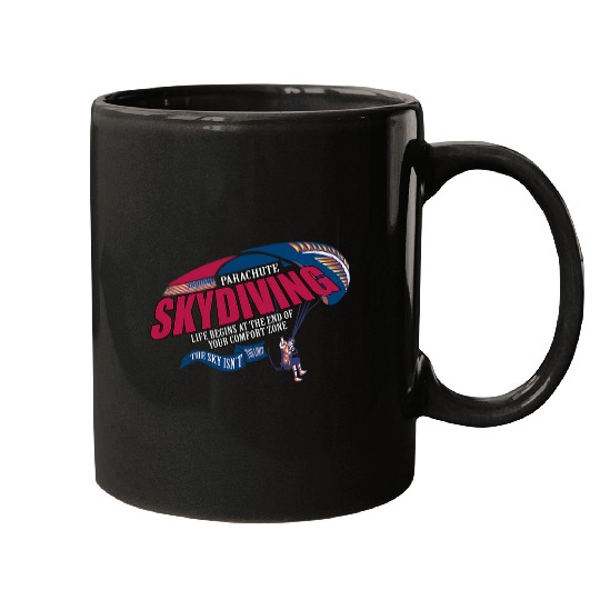 Parachute Skydiving Funny Parachuting American Flag Mugs