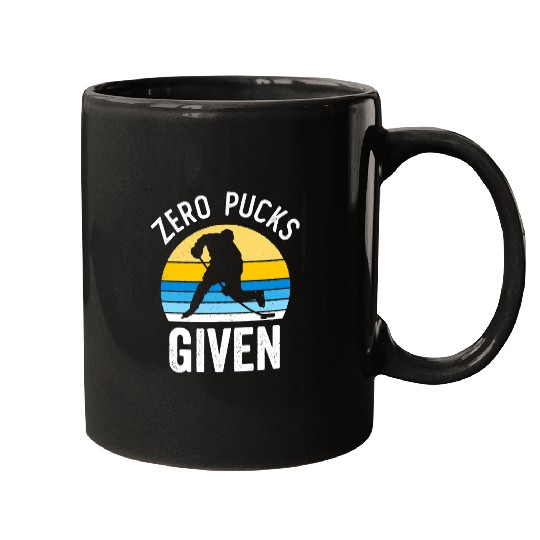 Sport Hockey Zero Pucks Given Funny Hockey Saying Vintage Sunset Lover Mugs