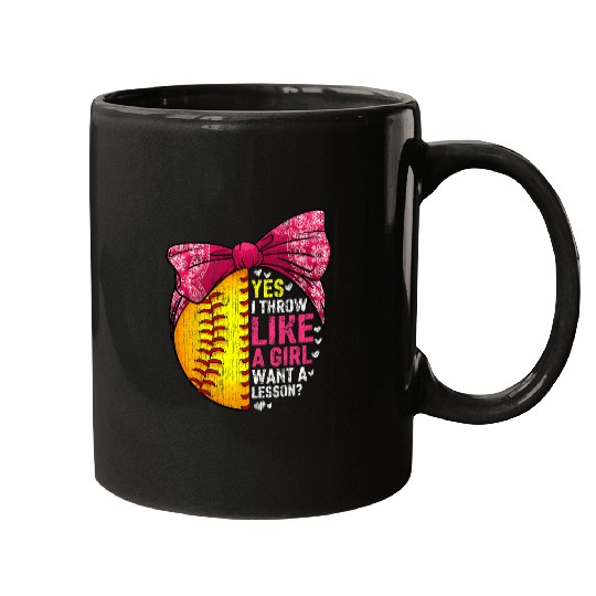 Sport Softball Yes I Throw Like A Girl Want A Lesson Softball Team Sport Mugs