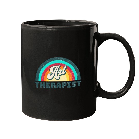 Art Therapist 1960s Groovy Distressed Font Rainbow Mugs