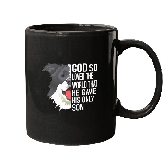 Border Collie Pet John 3 16 Christian Border Collie Men Women Kids Bible Mugs