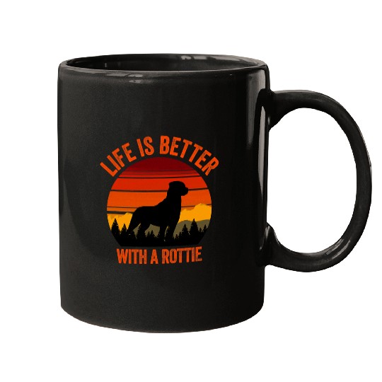 Rottweiler Pet Life Is Better With A Rottie Retro Sky Forest Mugs