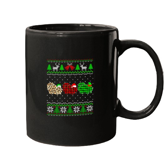 Chinchilla Mammal Christmas Chinchilla Lover Santa Elf Xmas Leopard Plaid Mugs