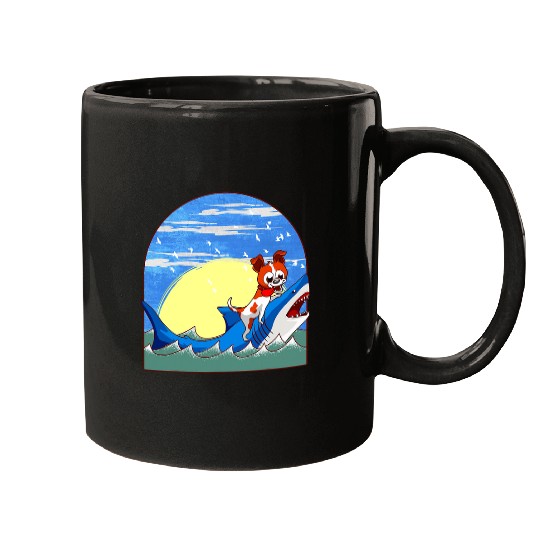 Jack Russell Pet Shark Jack Russel Dog Riding A Shark Funny Dog Lover Gifts Jaw Sharks Mugs