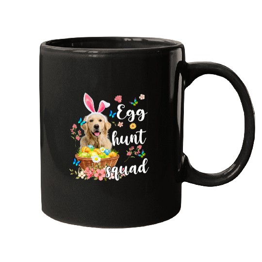 Golden Retriever Pet Happy Easter Day Colorful Egg Hunt Squad Mugs