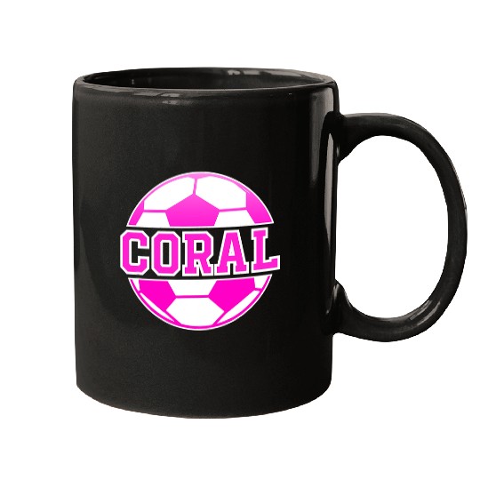 Sport Soccer Coral Name Girls Soccer Play Football Sports Fan Balls Mugs