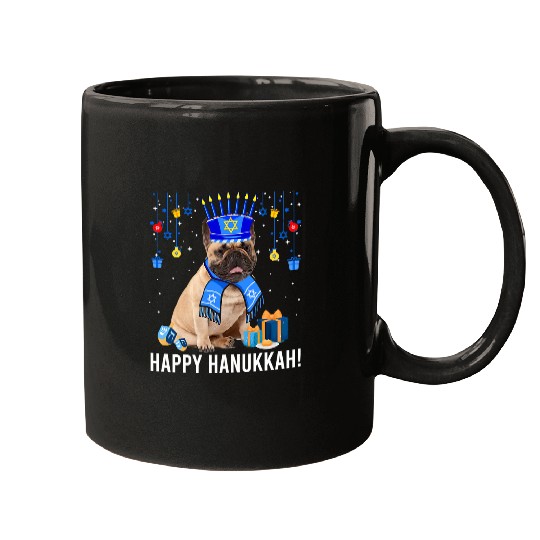 French Bulldog Pet Frenchie Dog Menorah Hat Christmas Happy Hanukkah Jewish 35 Mugs