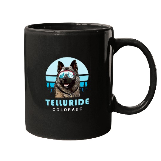 Elkhound Pet Ski Telluride Colorado Mugs