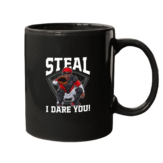 Sport Baseball Steal I Dare You Baseball Catcher Baseball Player 3 Mugs