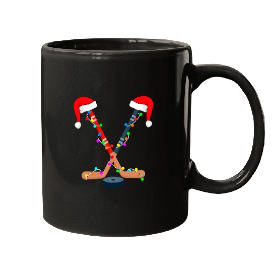 Sport Hockey Santa Hat Christmas Lights Funny Sport xmass Boys 16 Mugs
