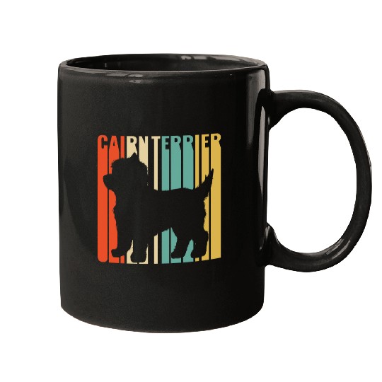 Cairn Terrier Pet Retro 1970s Dog Silhouette Mugs