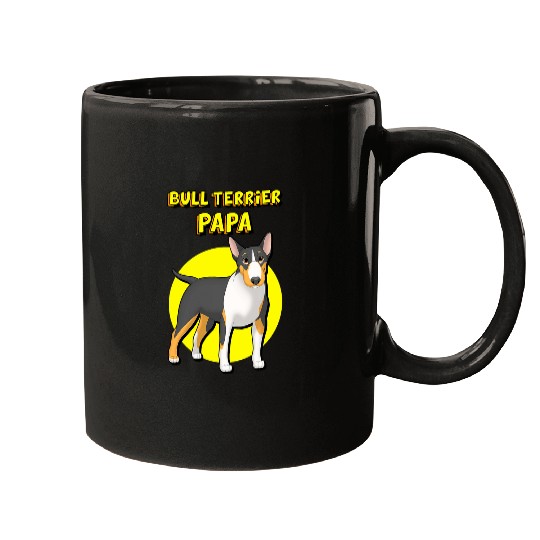 Bull Terrier Pet Papa Black Tan White Bull Terrier Dog Father Mugs