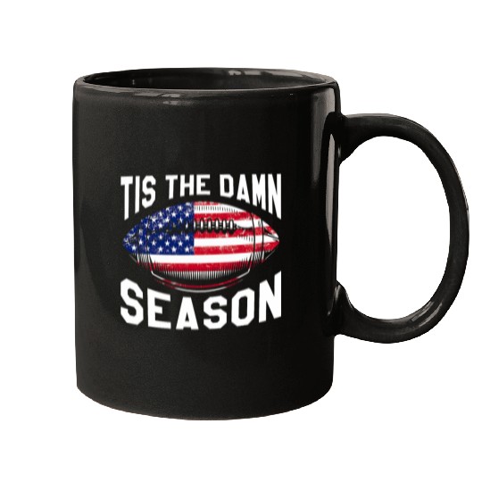 Sport American Football Tis The Damn Season Football USA Flag Vintage Music Lover Mugs
