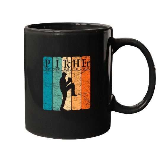Sport Baseball Periodic Table Elements Nerd Baseball Pitcher Retro Mugs