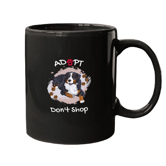 Cute Saint Bernard Dog Adopt Dont Shop Puppy Paws Art 1 Mugs