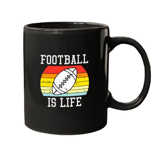 Sport American Football Is Life Sunset Retro Sports Men Women Kids Mugs