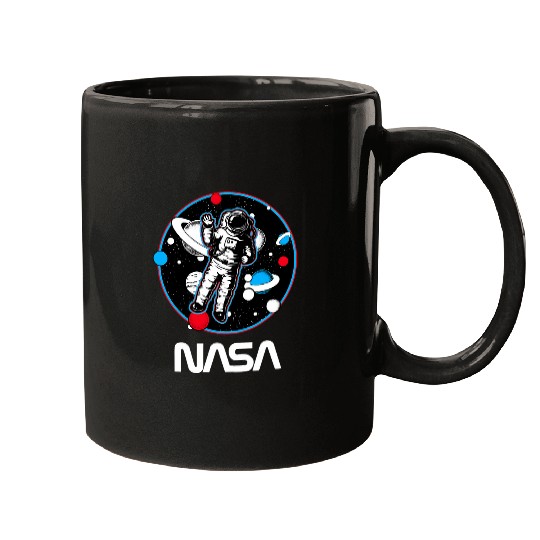 NASA Astronaut In Space Retro vintages Galaxy Glow Logo Mugs