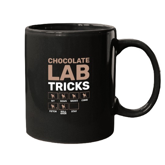 Labrador Pet Chocolate Lab Tricks Black Mugs