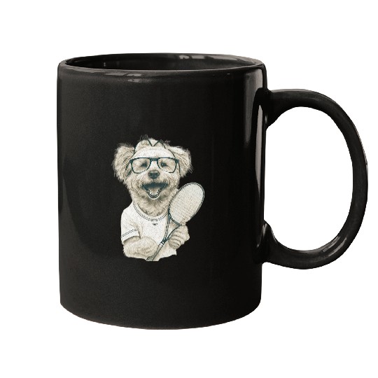 Sport Tennis vintages Retro Dog Playing Tennis Tennis Racquet Puppy Love 3 Mugs