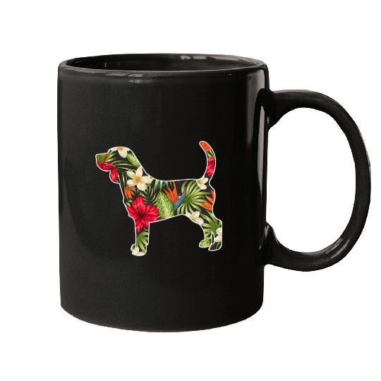Beagle Pet Summer Dog Lover Tropical Floral Print Flower Men Mugs