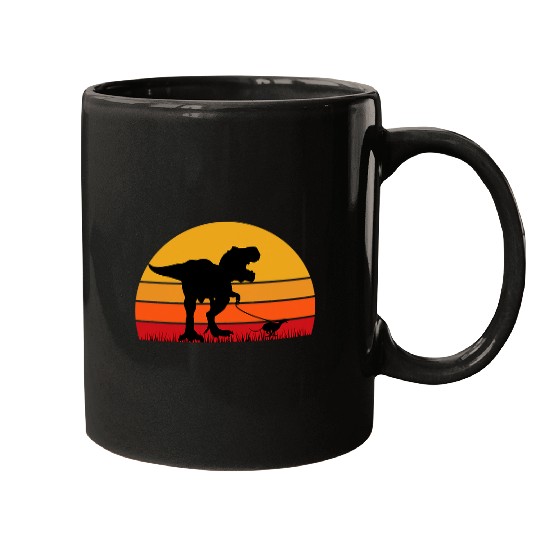 Greyhound Pet Dinosaur Dino TRex Walking Italian Greyhound Trex Tyrannosaurus Dinosaur Mugs