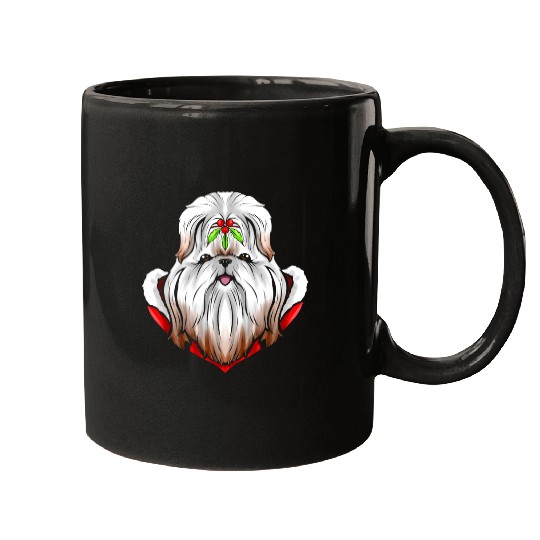 Shih Tzu Pet Dog Lover Shih Tzu With Mistletoe On Christmas Mugs