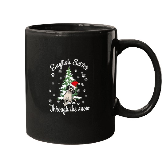 English Setter Pet English Setter Through The Snow Christmas Mugs
