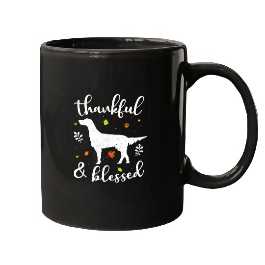 English Setter Pet English Setter Thanksgiving Dog Thankful Blessed Mom Mugs