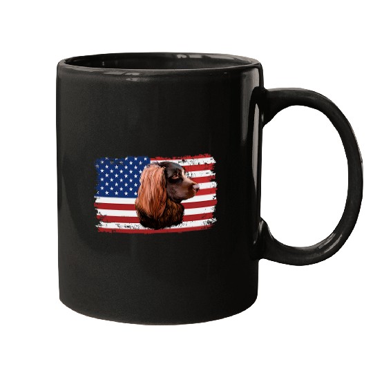 Boykin Spaniel Pet Dogs 365 Vintage Boykin Spaniel Dog US American Flag Mugs