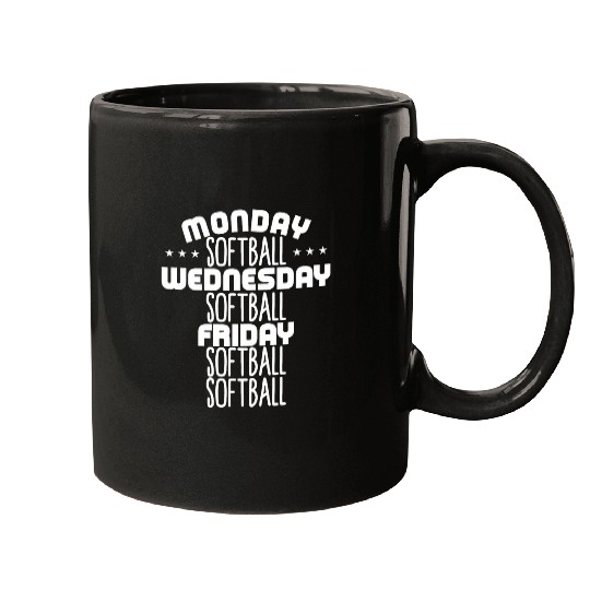 Sport Softball Monday Softball Wednesday Softball Friday Softball Softball 3 Mugs