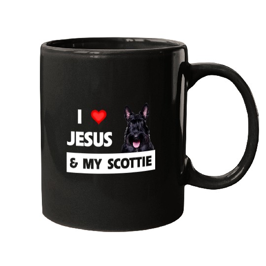 Scottish Terrier Pet I Love Jesus and My Scottie Dog Mom Dad Mugs