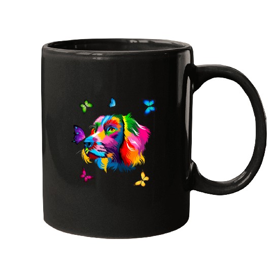 Boykin Spaniel Pet colored Spaniel colorful butterflies Mugs