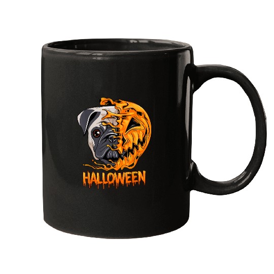 Pug Pet Halloween Pumpkin Skeletons Scary Spooky Season 119 Mugs
