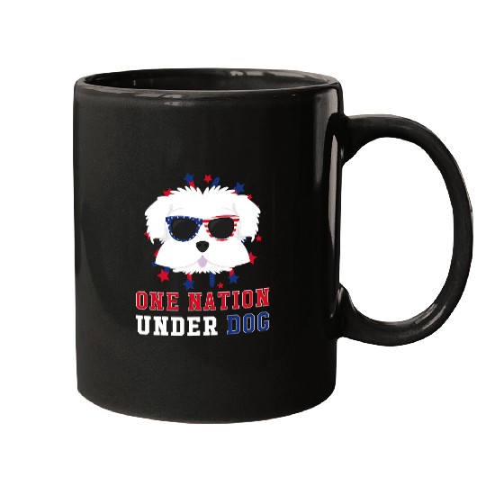 Maltese Pet One Nation Under Dog Fourth Of July Mugs